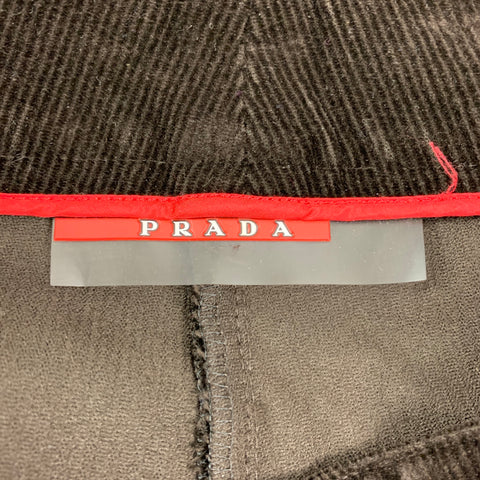 PRADA Talla 6 Pantalones casuales de pana marrón con frente plano