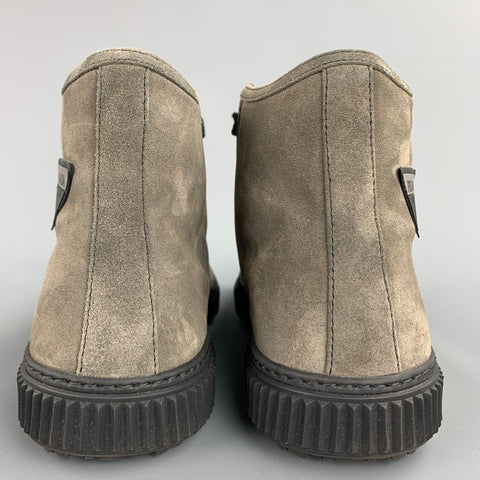 PRADA Talla 9 Zapatillas altas con cordones de ante gris