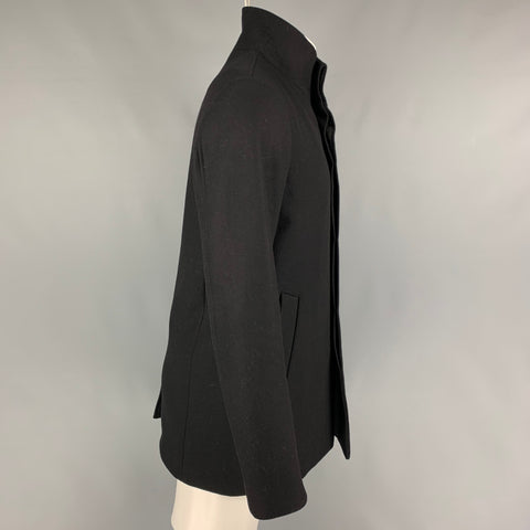 THEORY Size M Black Wool Blend Hidden Placket Coat