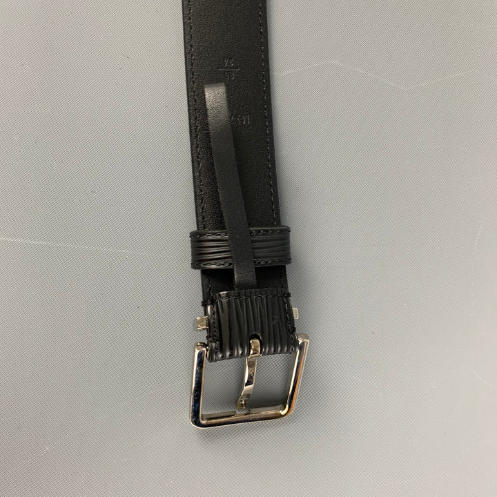 LOUIS VUITTON Waist Size 34 Black Textured Leather Belt