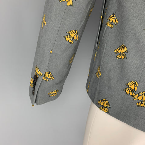 KRIS VAN ASSCHE Size 40 Grey Mustard Print Polyester Sport Coat