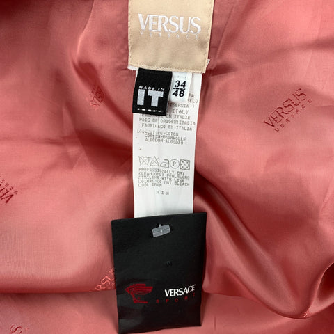 Vintage VERSUS by GIANNI VERSACE Size 38 Pink & Red Print Cotton Zip Up Suit Set