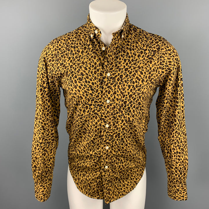 GITMAN BROS for OPENING CEREMONY Size S Tan Animal Print Cotton Button Down Long Sleeve Shirt