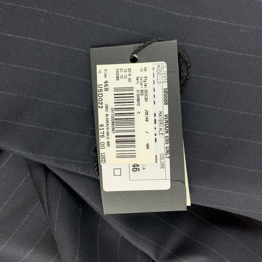 GIORGIO ARMANI Size 36 Regular Navy Chalkstripe Wool Sport Coat