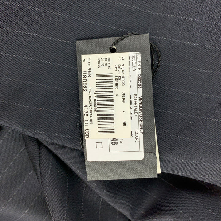 GIORGIO ARMANI Size 36 Regular Navy Chalkstripe Wool Sport Coat