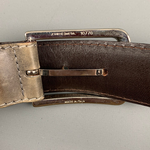 VINTAGE Size 34 Grey Taupe Leather Belt