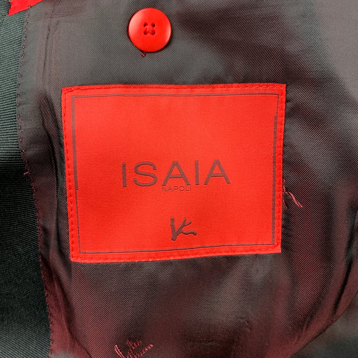 ISAIA Long Size 48 Charcoal & Black Two Toned Wool / Silk Peak Lapel Tuxedo Suit