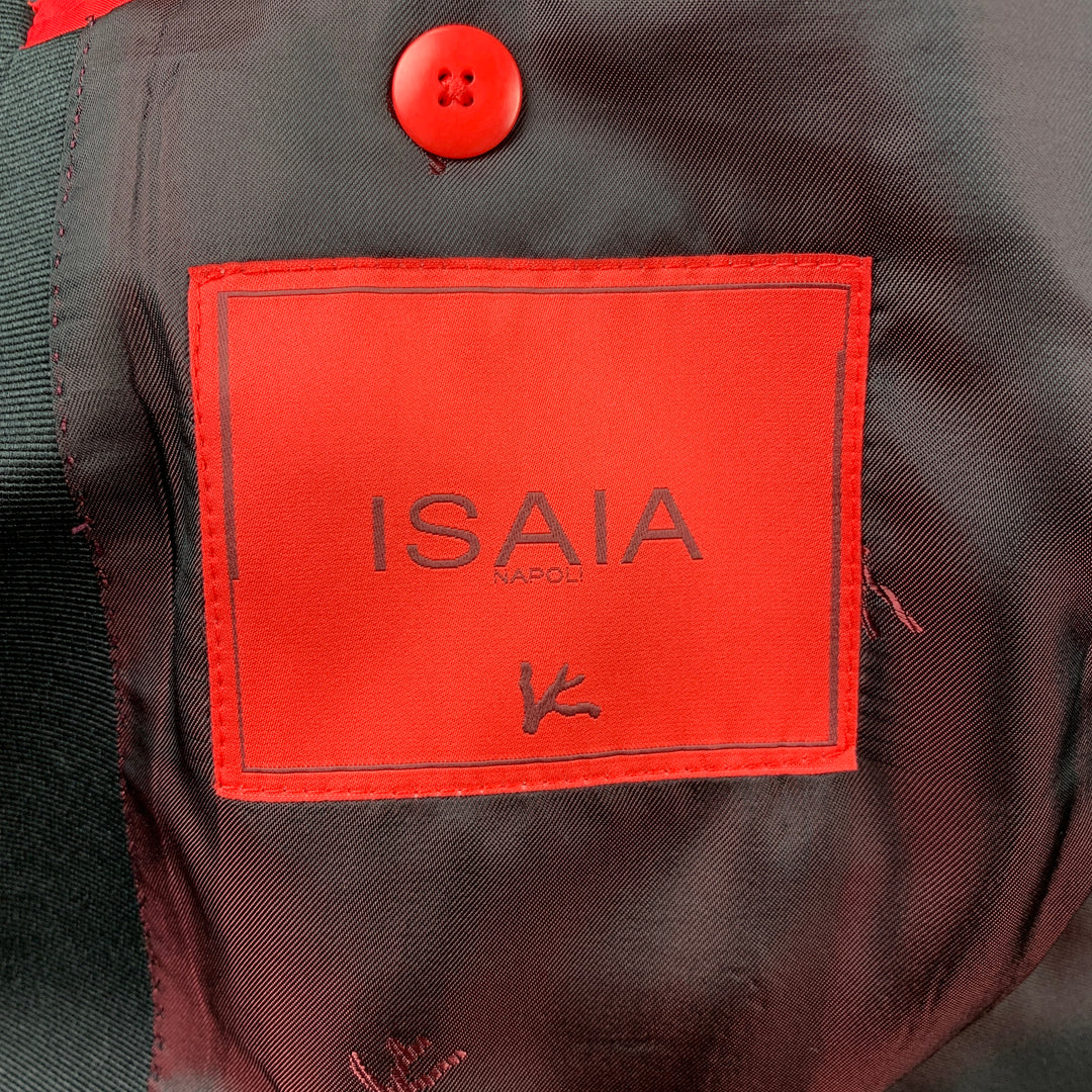 ISAIA Costume Smoking Bicolore Laine/Soie Long Taille 48 Charbon &amp; Noir