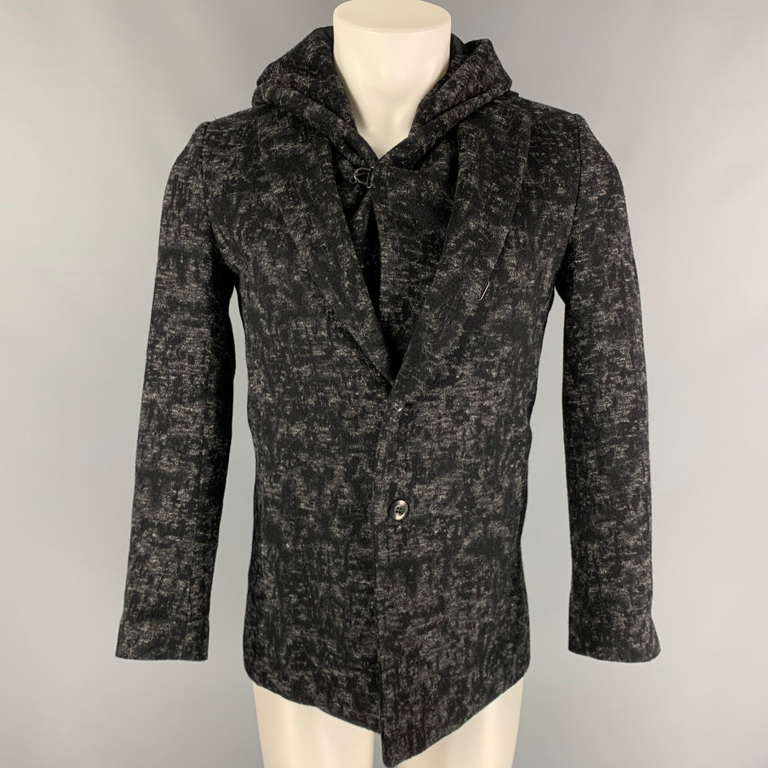 KAZUYUKI KUMAGAI (ATTACHMENT) Size S Black Grey Marble Hooded Coat
