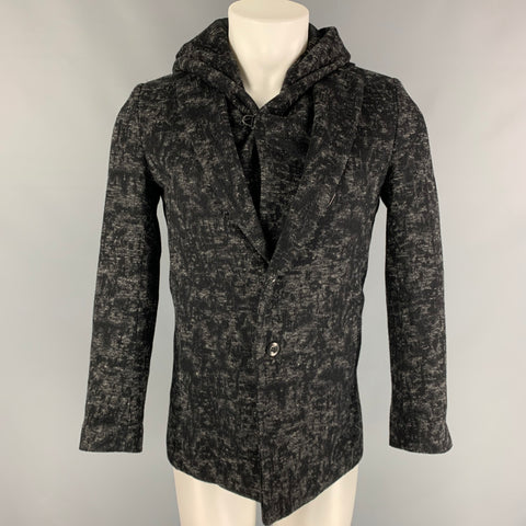 KAZUYUKI KUMAGAI (ATTACHEMENT) Taille S Manteau à capuche en marbre gris noir