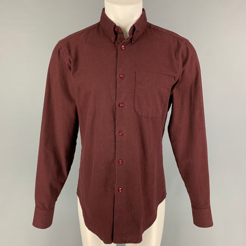 NAKED AND FAMOUS Size M Burgundy Cotton Long Sleeve Shirt