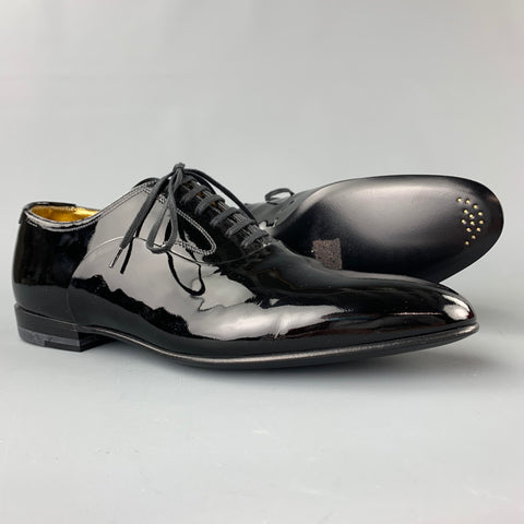 BALLY Garrett Size 8 Black Patent Leather Lace Up Shoes