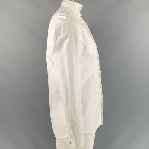 THE KOOPLES Camisa Manga Larga Cuello Nehru Algodón Liso Blanco Talla L