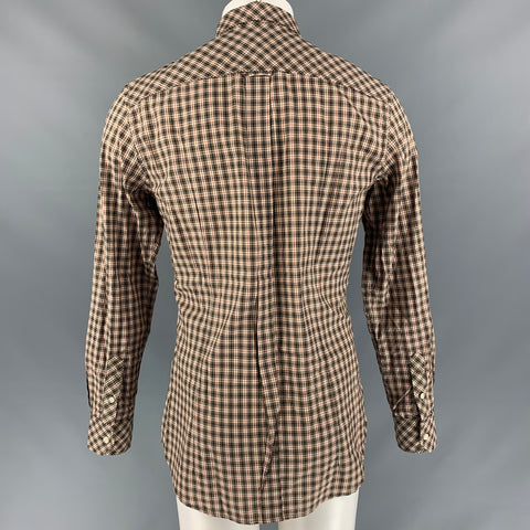 D&G by DOLCE & GABBANA Brad Size 40 Brown, White & Red Checkered Long Sleeve Shirt