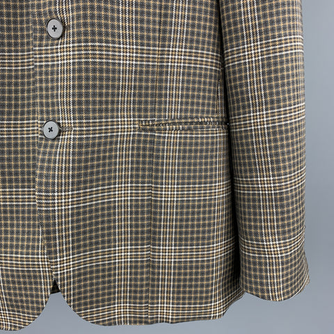 UNITED ARROWS Brown Plaid Wool Notch Lapel Sport Coat