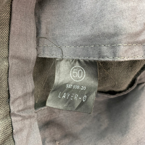 LAYER-O Taille 34 Pantalon décontracté en lin froissé gris à entrejambe tombant