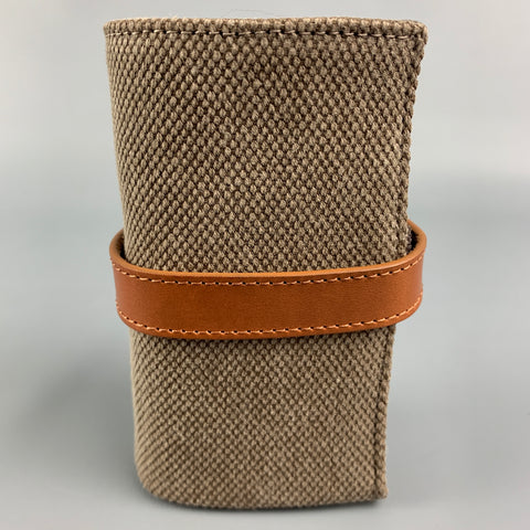 HODINKEE Taupe & Tan Suede Leather Rolled Up Travel Watch Case