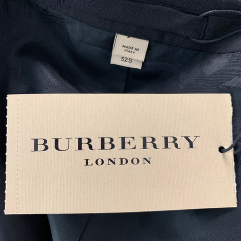 BURBERRY LONDON Size 42 Short Black Solid Wool Notch Lapel Sport Coat