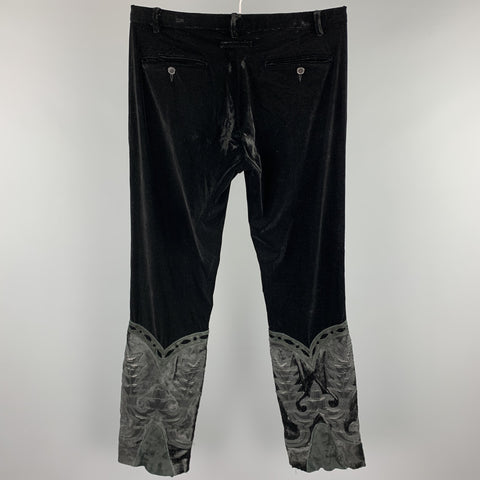 GAULTIER 2 by JEAN PAUL GAULTIER Size M Black Mixed Materials Velvet Button Fly Casual Pants
