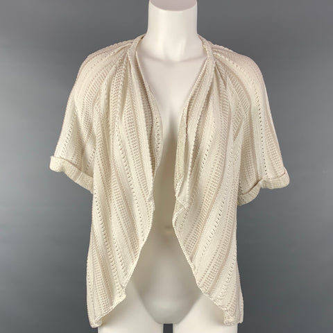 ELIE TAHARI Cárdigan de mezcla de algodón beige y plateado talla XS