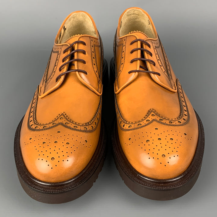 PAUL SMITH Size 9 Tan Perforated Leather Wingtip Lace Up Shoes
