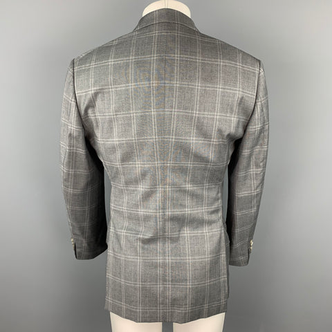 TOM FORD Taille 40 Manteau de sport à revers en laine à carreaux gris
