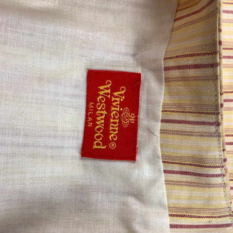 VIVIENNE WESTWOOD Spring 1995 Yellow Red Linen / Cotton Size Vest Pant Suit Set