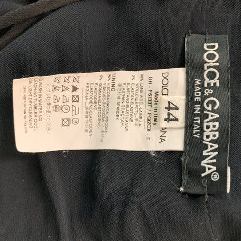 DOLCE & GABBANA Size 8 Black & White Wool &  Elastane Glen plaid Short Sleeve Dress