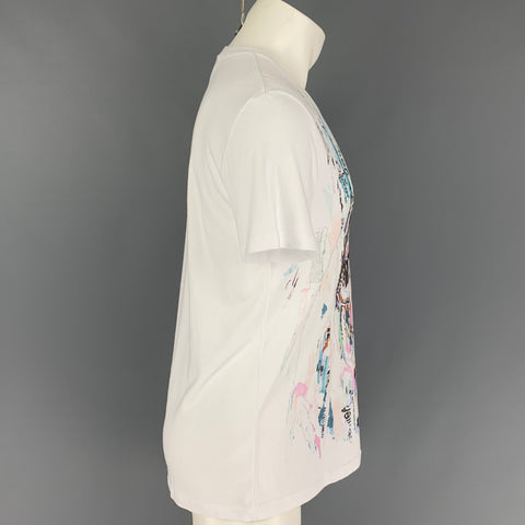 ALEXANDER MCQUEEN Size M White Multi-Color Graphic Cotton Short Sleeve T-shirt