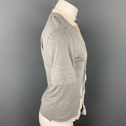 HUSSEIN CHALAYAN Size XS Gray Cotton Buttoned Short Sleeve Shirt