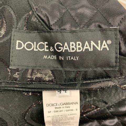 DOLCE & GABBANA Size 34 Black Silver Circles Cotton Silk Jacket