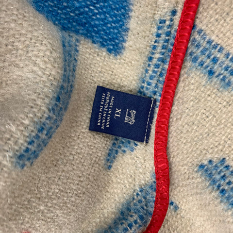 SCOTCH AND SODA Size XL Blue & Cream Navajo Acrylic Blend Shawl Collar Coat