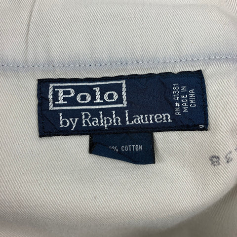 POLO by RALPH LAUREN Size 34 Navy White Pinstripe Cotton Button Fly Casual Pants