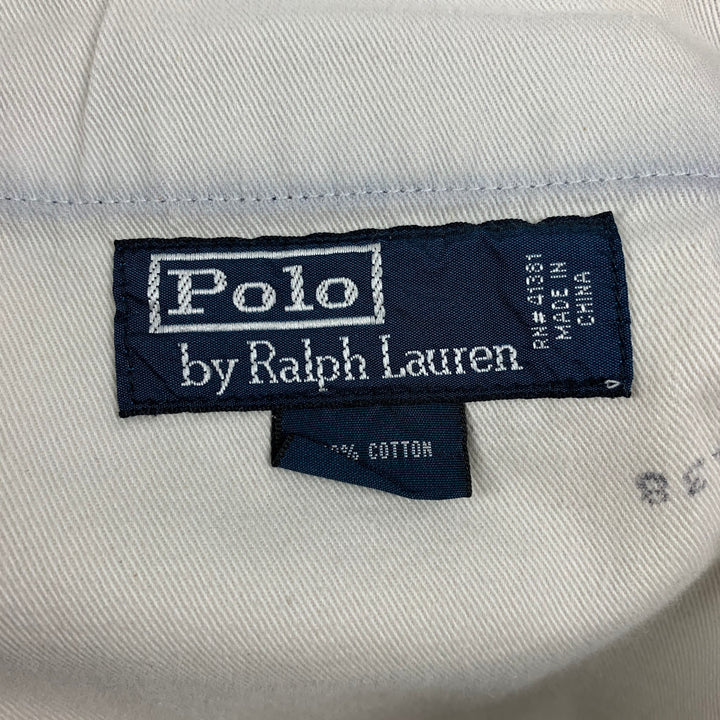 POLO par RALPH LAUREN Taille 34 Pantalon décontracté en coton à fines rayures blanc marine avec braguette boutonnée