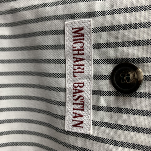 MICHAEL BASTIAN Size 36 Black & White Plaid Wool Peak Lapel Sport Coat