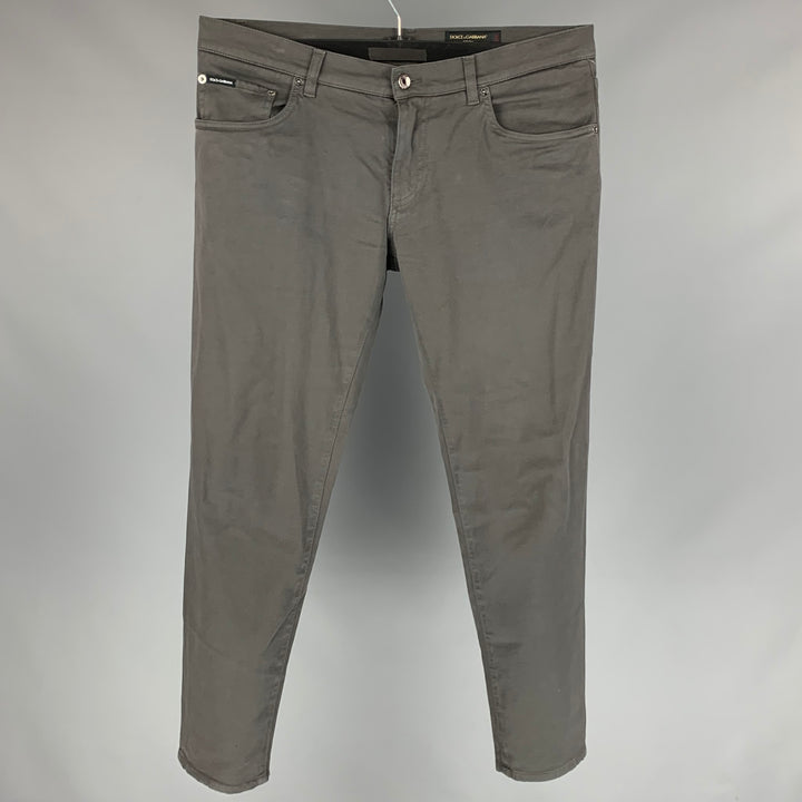 DOLCE & GABBANA Gold Size 36 Dark Gray Cotton Jean Cut Casual Pants