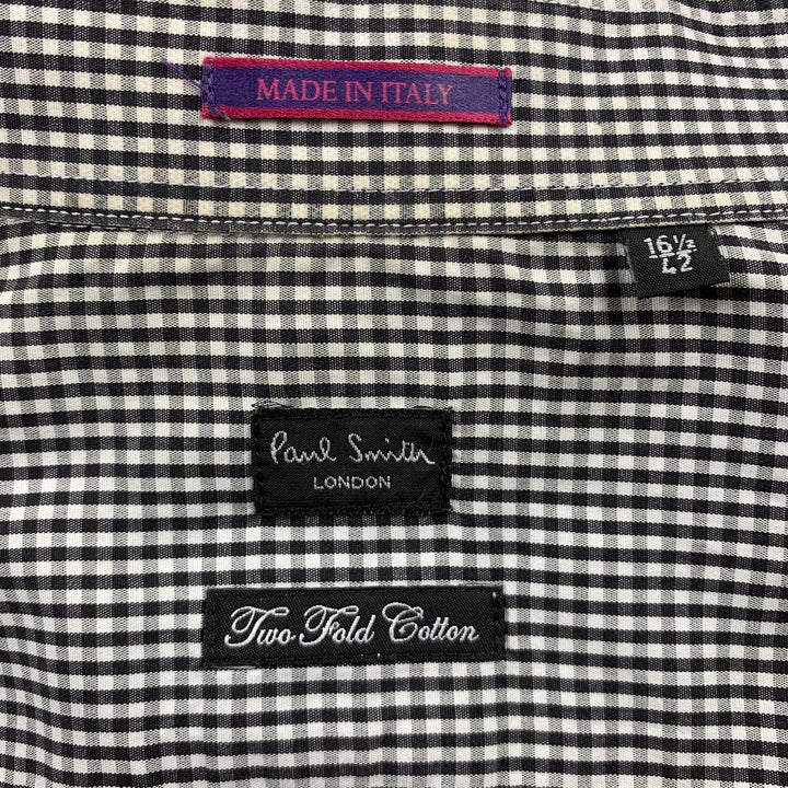 PAUL SMITH Size L Black & White Checkered Cotton French Cuff Long Sleeve Shirt