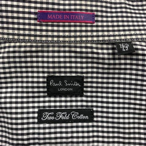 PAUL SMITH Taille L Chemise à manches longues en coton à carreaux noir et blanc Français manchette