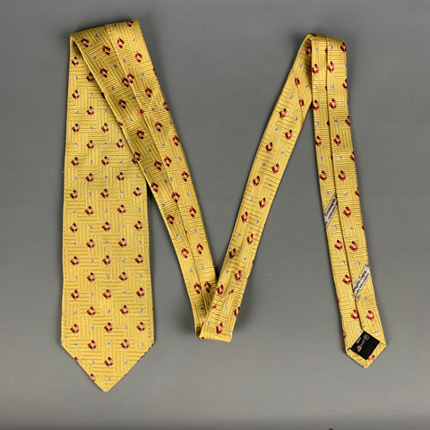 ERMENEGILDO ZEGNA Yellow Brown Rhombus Tie