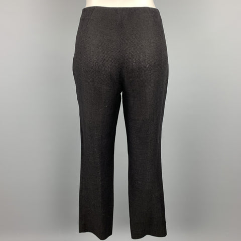 RALPH LAUREN Size 8 Black Woven Linen / Cotton Pants Set