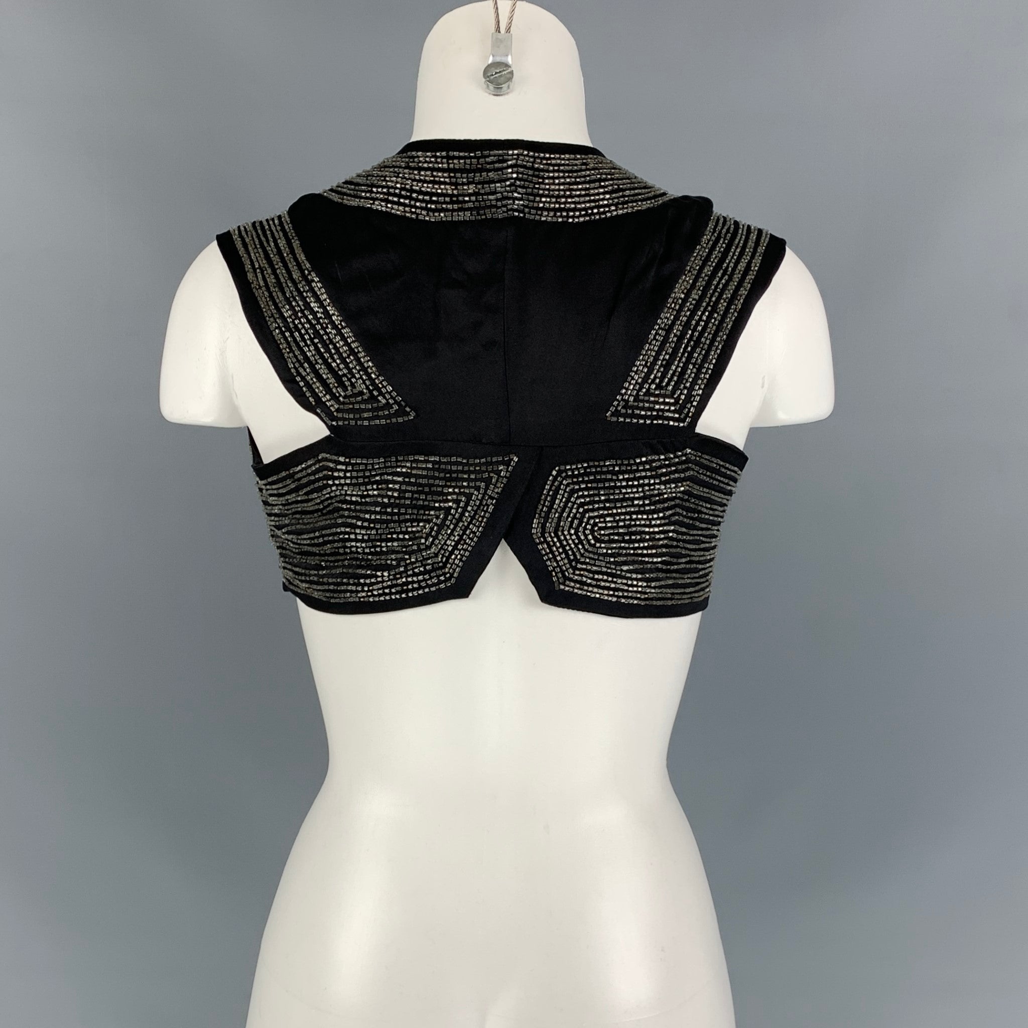 DRIES VAN NOTEN Size 6 Black Beaded Silk Bolero Vest – Sui Generis