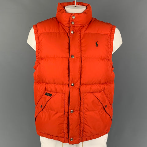 POLO by RALPH LAUREN Size L Orange Quilted Polyester Vest