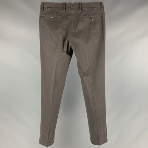 PT01 Size 30 Grey Cotton Elastane Flat Front Casual Pants