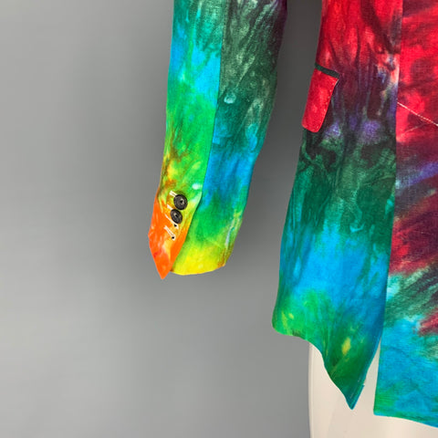 R13 SS 19 Size M Multi-Color Tie Dye Linen Notch Lapel Sport Coat