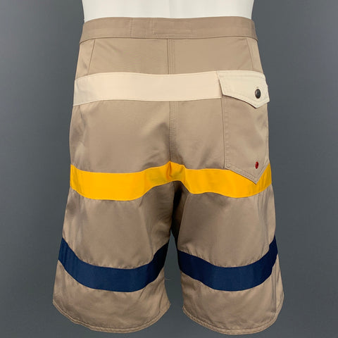 IRON AND RESIN Size 36 Taupe Stripe Polyester Shorts