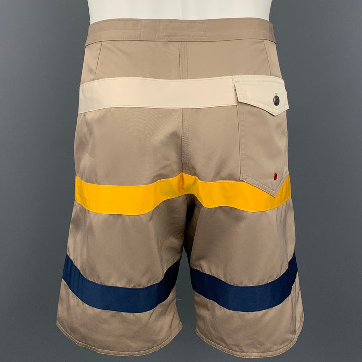 IRON AND RESIN Talla 36 Pantalones cortos de poliéster a rayas color topo