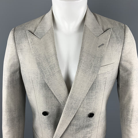 MAISON MARGIELA Sartorial Size 38 Gray Marbled Wool Peak Lapel Double Breasted Sport Coat