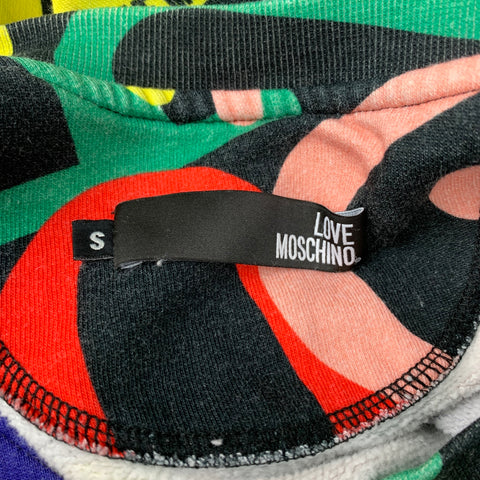 LOVE MOSCHINO Size S Multi-Color Print Crew-Neck Sweatshirt