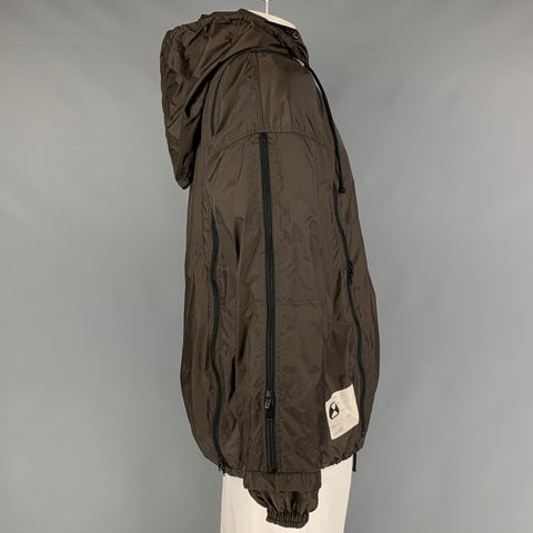 FINAL HOME  Size XL Olive Solid Nylon Zip Up & Hood Coat