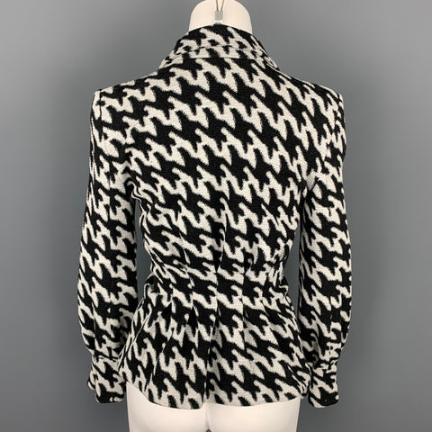 ARMANI COLLEZIONI Size S Black & White Textured Peplum Jacket